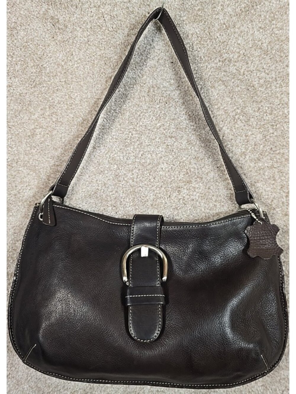 Valerie Stevens Brown Leather Shoulder Bag Handbag Classy Design Medium Size
